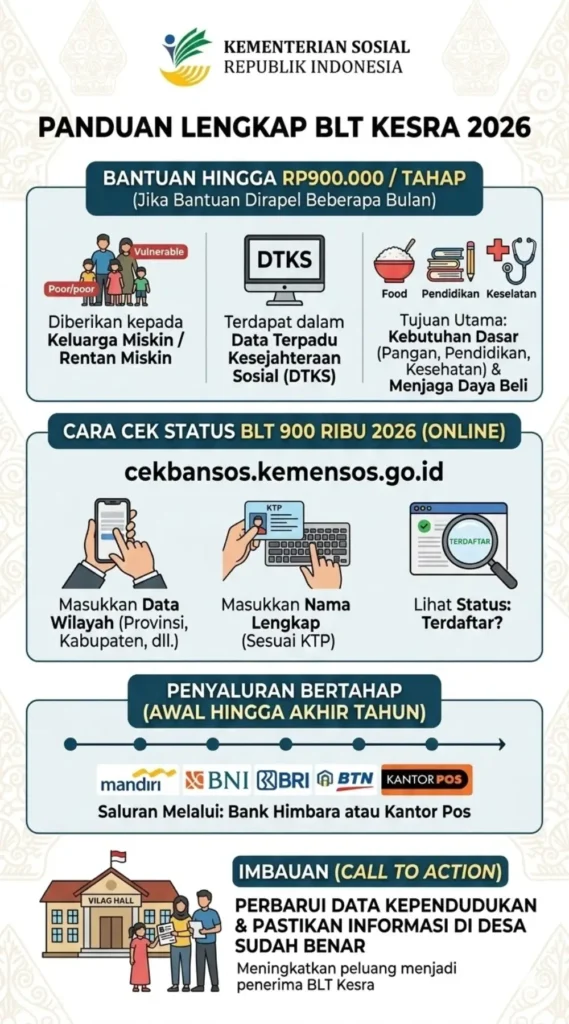 Cara Cek BLT 900 Ribu 2026: Penerima, Syarat, dan Jadwal Pencairan Terbaru