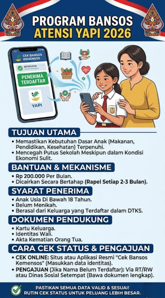 Bansos ATENSI YAPI 2026 untuk Anak Yatim Piatu: Cara Cek Penerima dan Syarat Lengkap