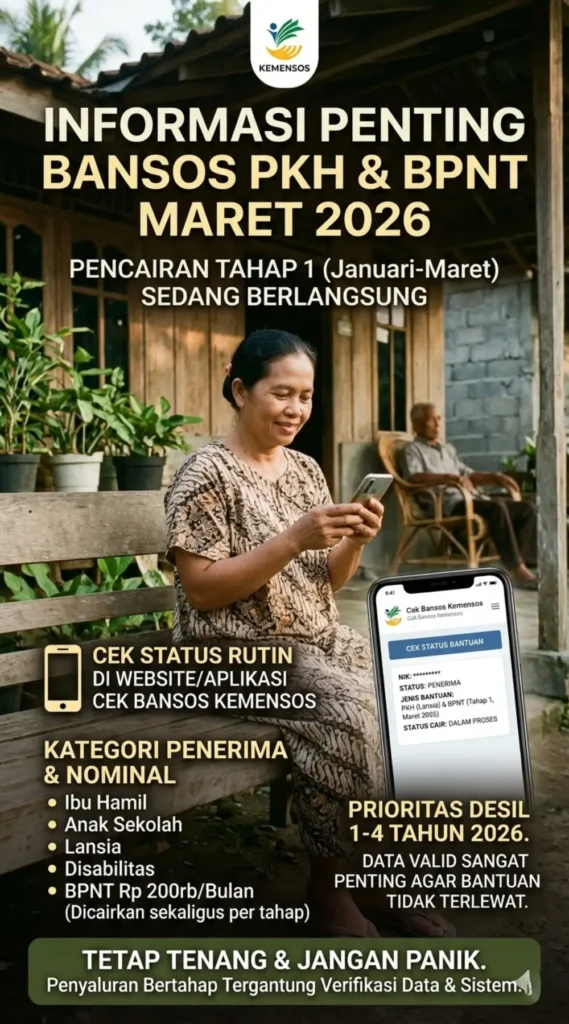 Bansos PKH & BPNT Maret 2026 Belum Cair? Cek Jadwal Resmi dan Nominal Bantuan di Sini