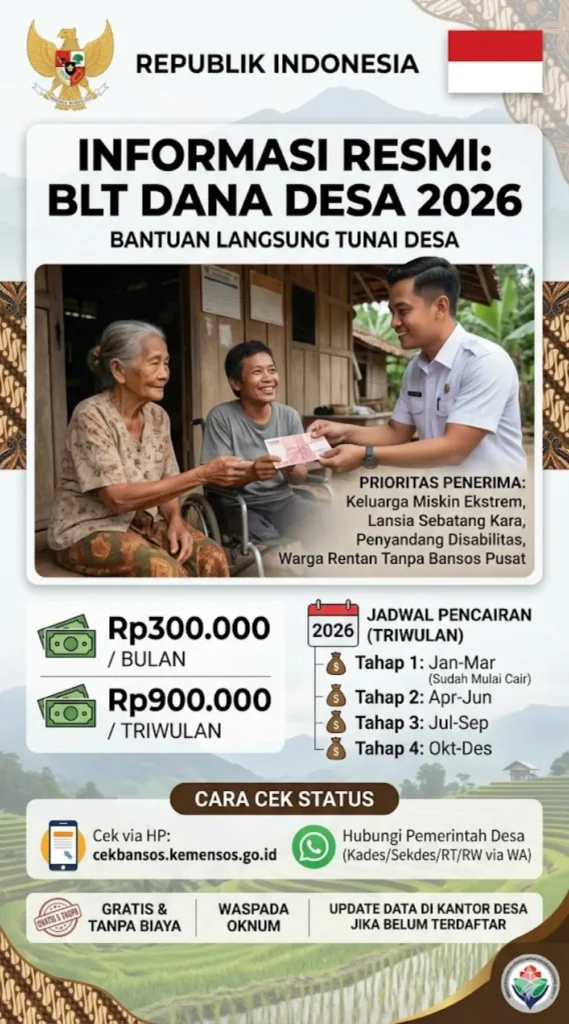 Bantuan Langsung Tunai BLT 2026: Jadwal Cair, Syarat & Cara Cek via HP