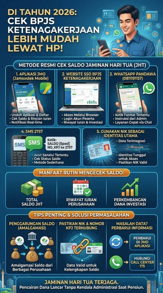 Cara Cek Saldo BPJS Ketenagakerjaan 2026: 6 Metode Mudah via HP, NIK, dan Online