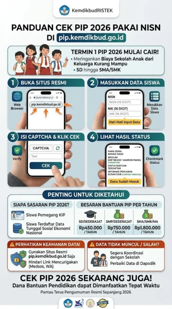 Cek PIP 2026 Pakai NISN di pip.kemdikbud.go.id – Termin 1 Sudah Cair, Begini Langkah Mudahnya!