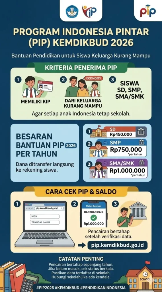 Cara Cek Saldo PIP Kemdikbud 2026: Syarat Penerima dan Jadwal Pencairan