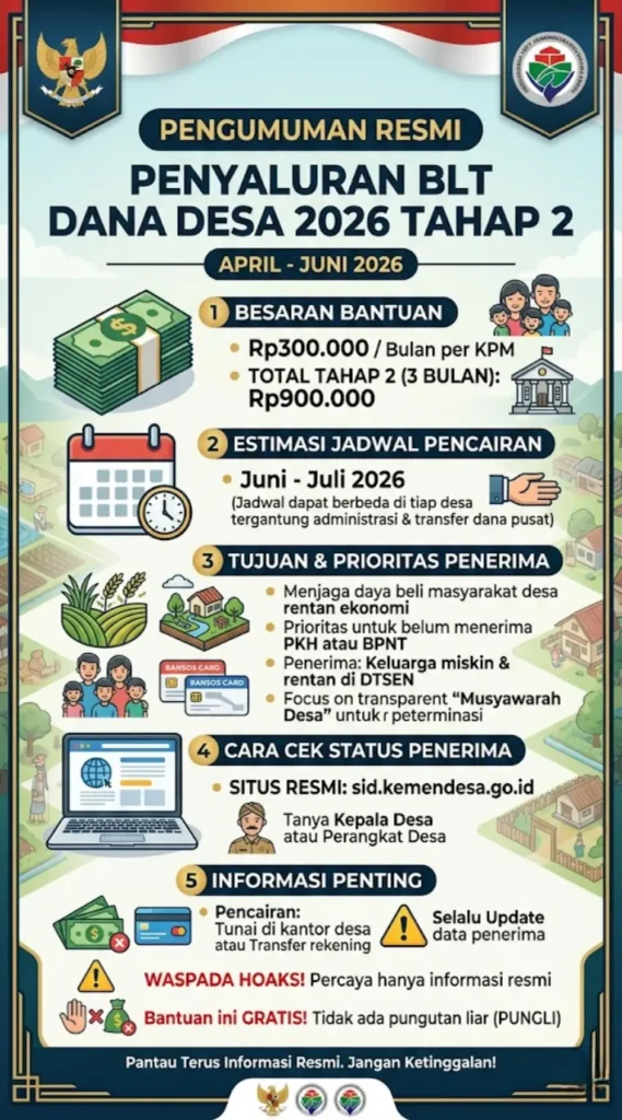 BLT Dana Desa 2026 Tahap 2 Resmi Cair – Ini Cara Cek Penerima dan Tanggal Pencairan