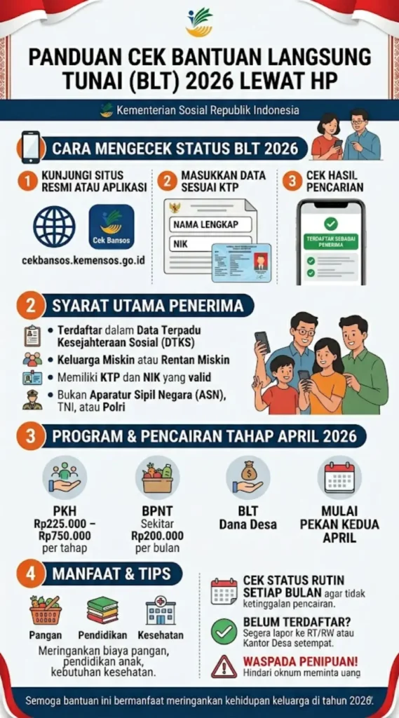 Cara Cek Bantuan Langsung Tunai BLT 2026 Lewat HP – Update Terbaru & Jadwal Cair Bulan Ini
